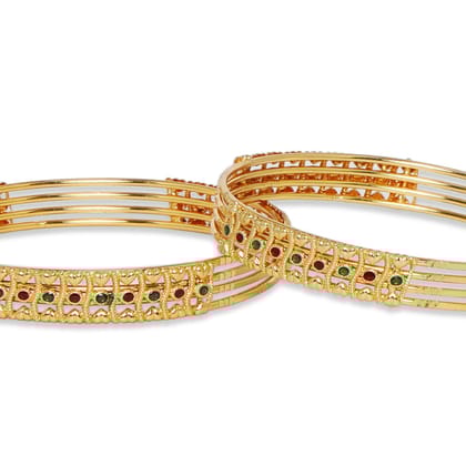 Matte Gold Plated Multicolor Bangles Set of 2