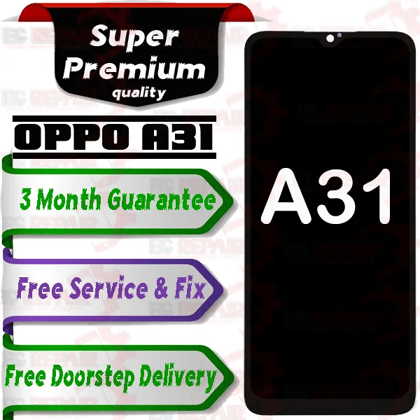Oppo A31 Combo LCD with Touch Screen for A31  Black (display glass combo folder).