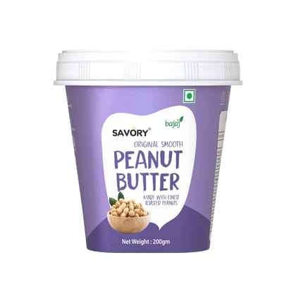 Savory Original Smooth Peanut Butter (200g) | Made with Finest Roasted Peanuts | High in Protein | Cholesterol Free & Keto Friendly | Healthy Nut Butter | Ready to Eat