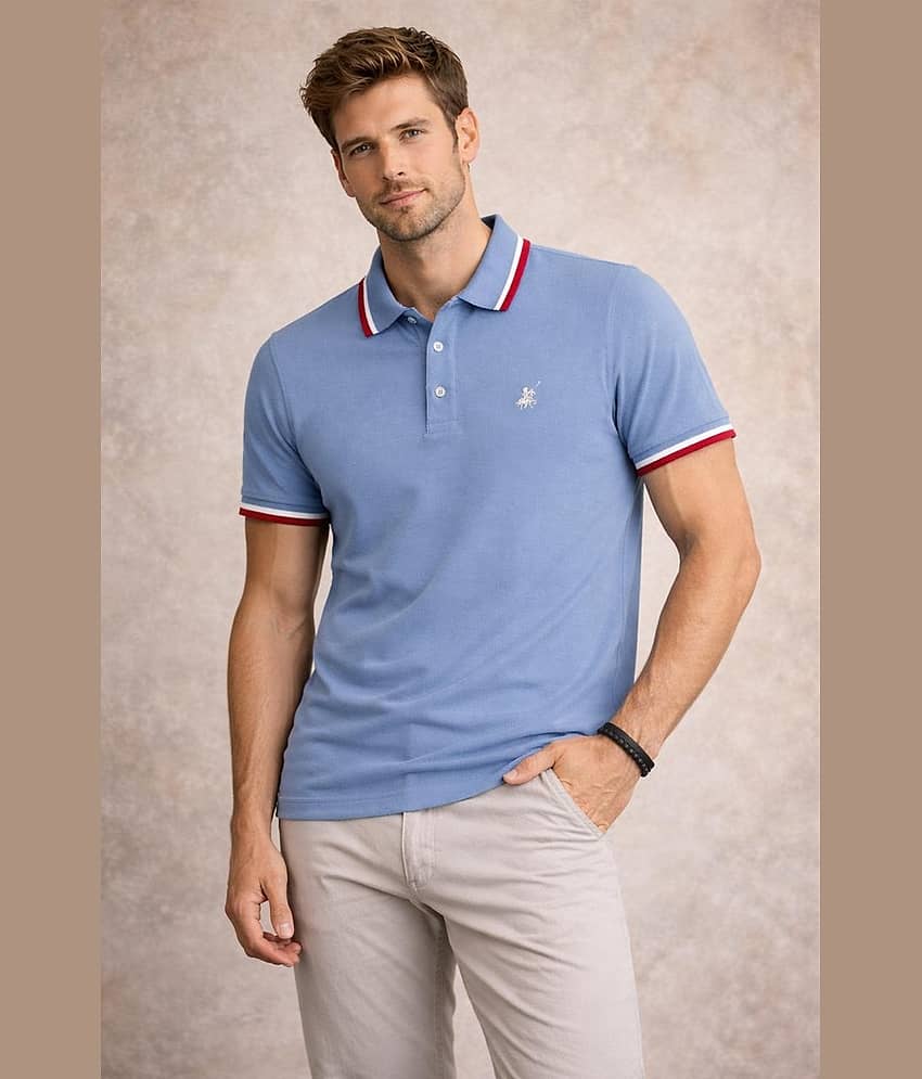 RF RAVES Men Cotton Blend Regular Fit Solid Polo T Shirt ( Red )