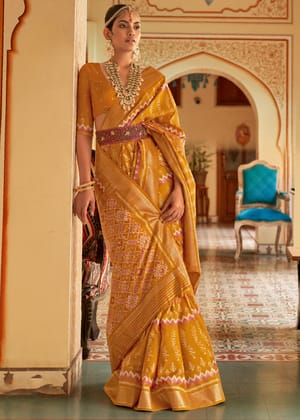 Haldi Yellow Patola Printed Silk Saree