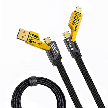 INBAE (2025 Model with Freebies) 4 in 1 Fast Charging Cable | Universal USB & Lightning Cable (65W)