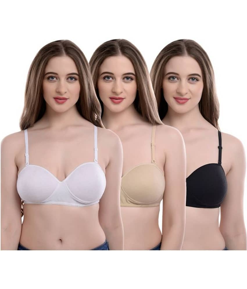 Softskin Pack of 3 Poly Cotton Women's T-Shirt Bra ( Multi Color )