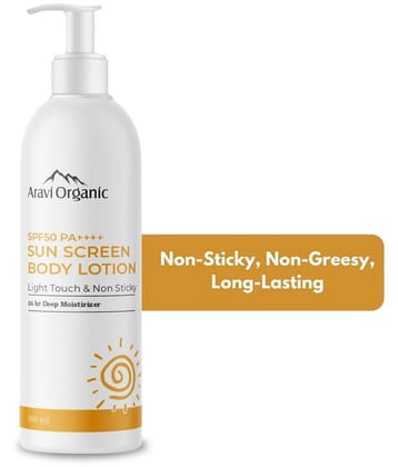 Aravi Organic SPF 50 Sunscreen Body Lotion - No White Cast With PA++++ UVA-UVB Protection - 200 ml