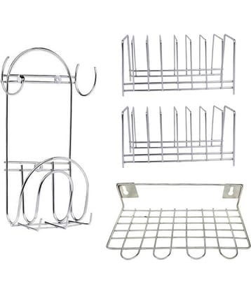 JISUN - Silver Stainless Steel Storage Racks ( Pack of 4 )