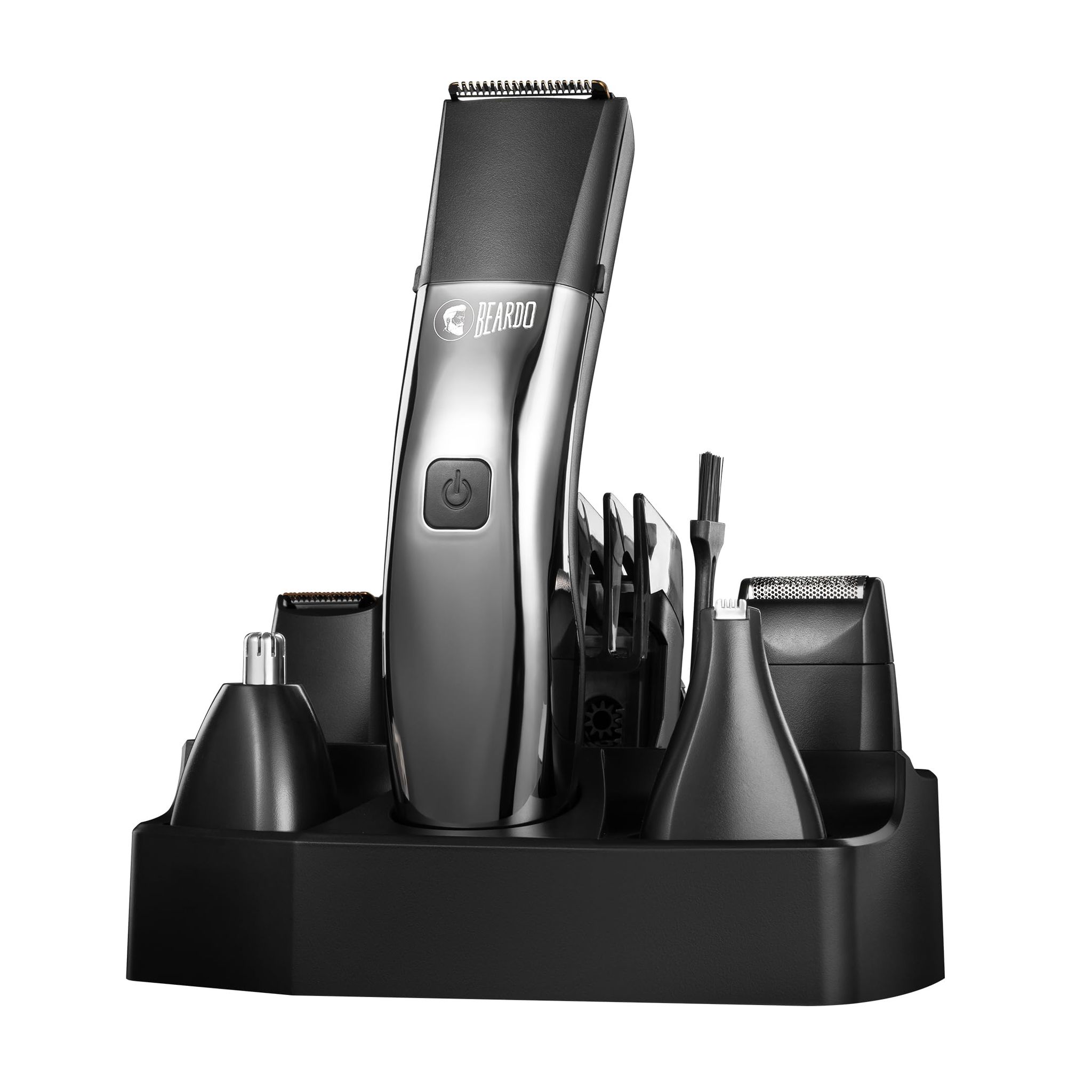Beardo Chrome Beast Multipurpose Full Body Groomer Trimmer Set For Men | 40 Length Settings | 8 attachments | Beard/Hair/Body/Precision/Ear/Nose Trimmer|With Dock|90 min. run time | All-in-1 trimmer Beardo Chrome Beast Multipurpose Full Body Groomer Trim