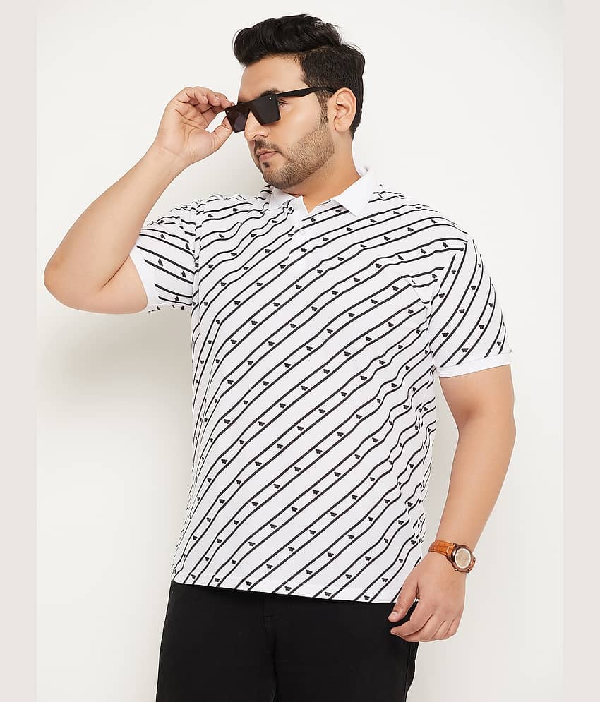 GET GOLF Pack of 1 Cotton Blend Regular Fit Printed Half Sleeves Men's Polo T Shirt ( White )