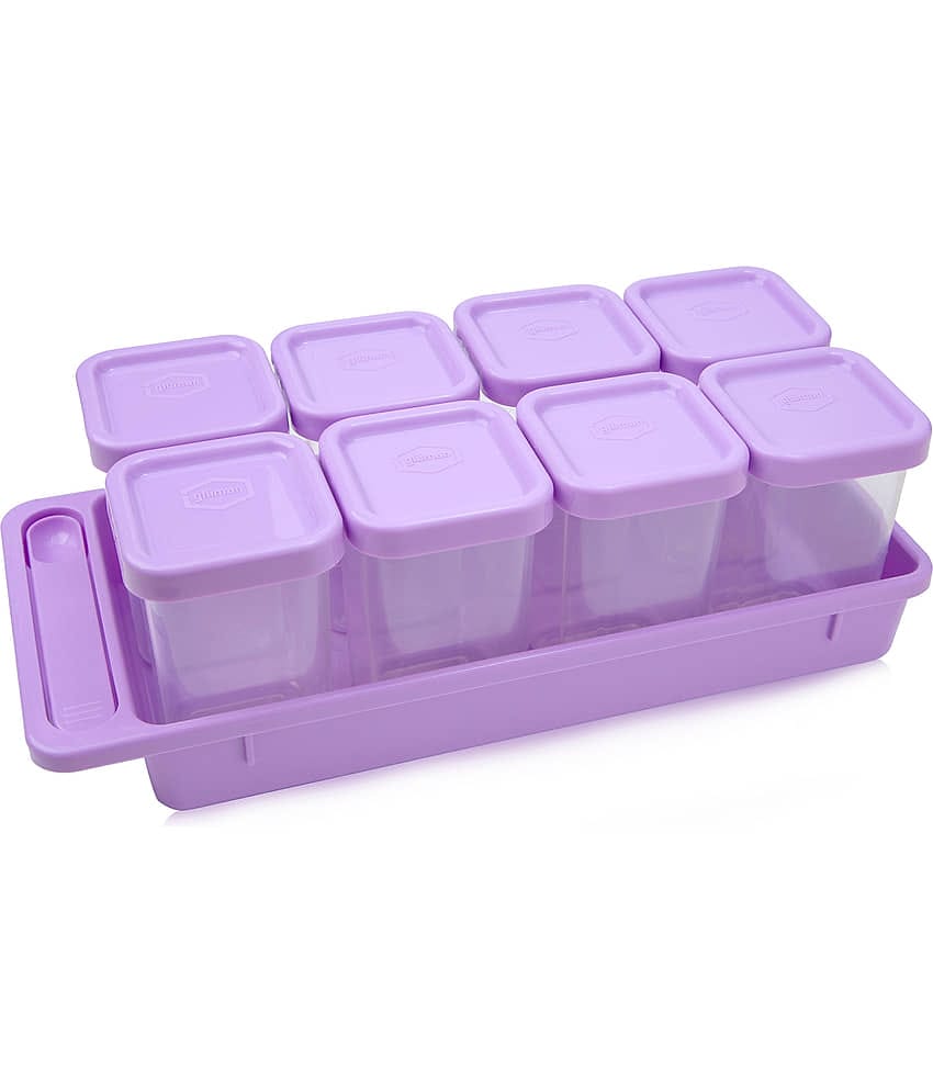 Gluman Plastic Purple Spice Container ( Set of 8 )
