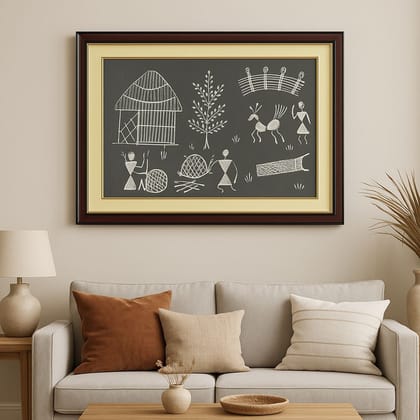 Whispers of the Village – Warli Art in Ash