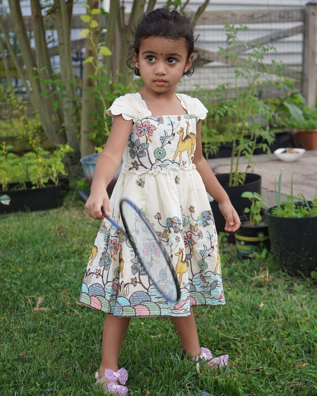 Luxury Khadi Cotton Heavy  Embroidery Work  Kids Frock-White / 0-3 Month