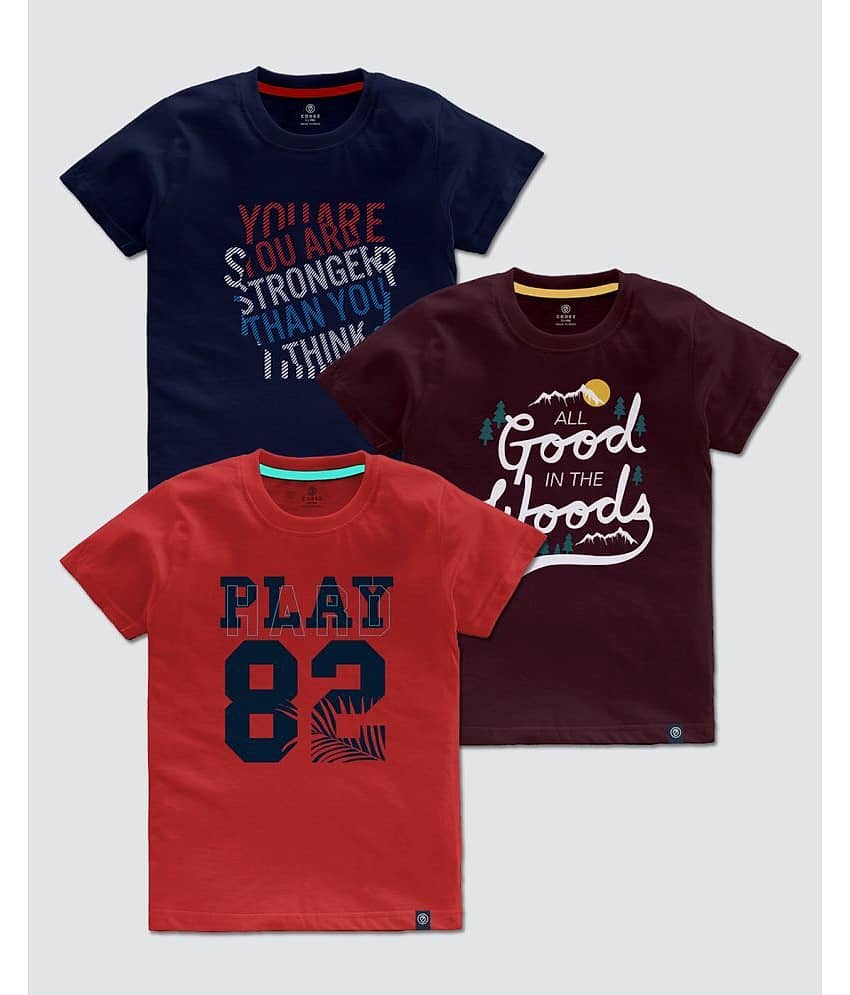 CODEZ Pack of 2 Boys Cotton Blend T-Shirt ( Multi Color )