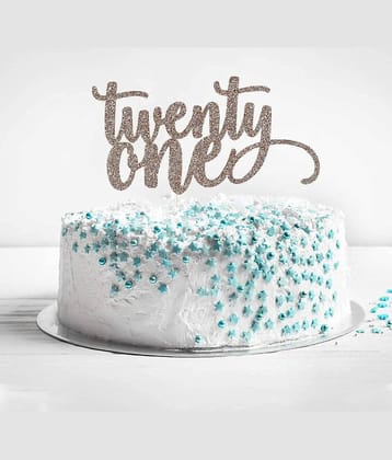 Zyozi® Twenty One Cake Topper Rose Gold Glitter,21st Birthday Cake Topper,21st Cake Topper,21st Birthday Decorations, Happy 21st Birthday Cake Topper(One-Sided Glitter)