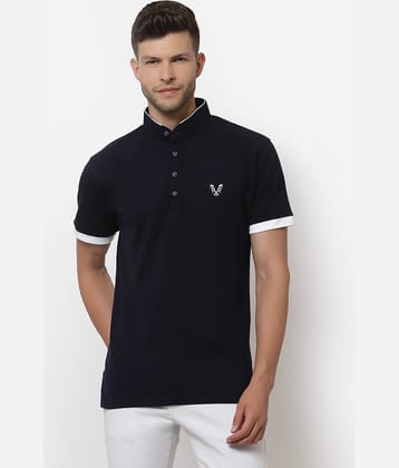 Uzarus Pack of 1 Cotton Blend Regular Fit Solid Half Sleeves Men's Polo T Shirt ( Navy )