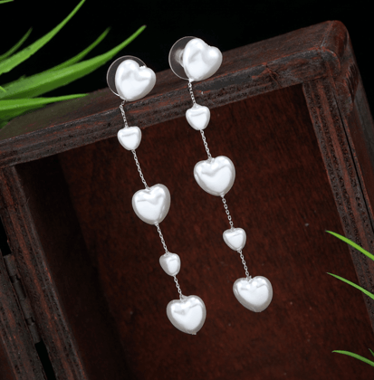 Korean Gold/Silver Plated Heart Shaped Long Chain Fancy Earring-KRNER 3605