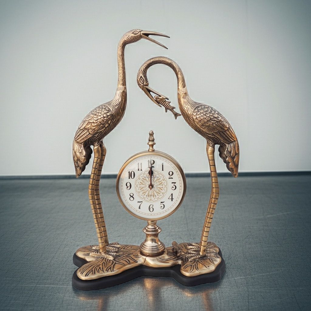 Aluminium Decorative Clock With Duck Pair, Diwali Gifting Item (MRMAS236 H)