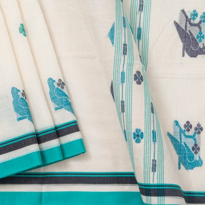 Off White Dhakai Jamdhani Mulmul Silk Saree For Office Wear PC MJ 85