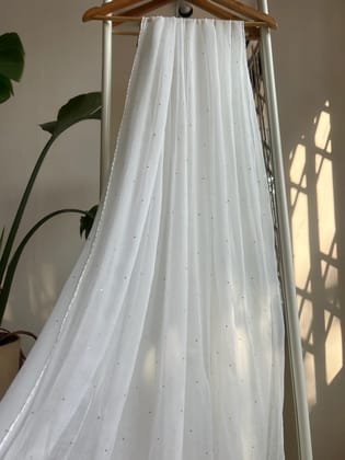 Chiffon Dupatta With Mukaish work - White