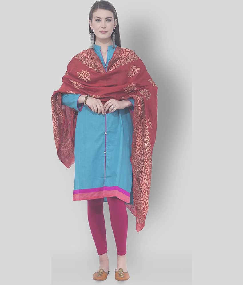 A R Silk Maroon Cotton Blend Dupatta