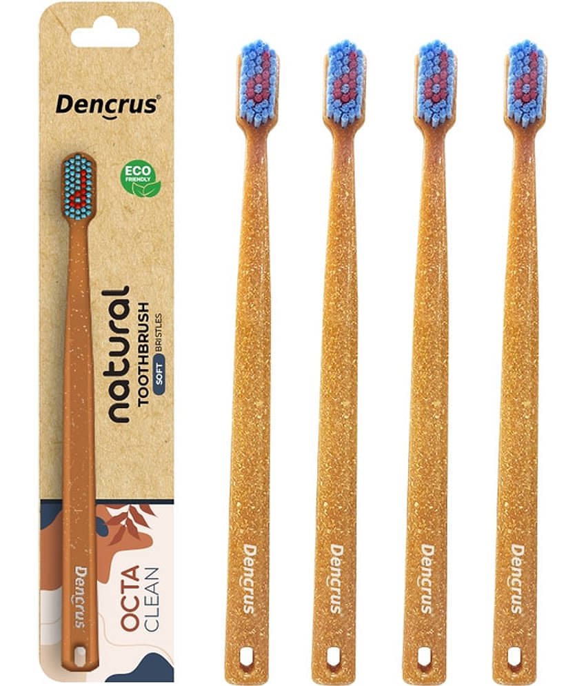 Dencrus Octa Clean Ultra-Soft Bristles Toothbrush Octagonal Handle Pack of 4