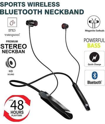 Bluetooth Neckband Headset with Long Battery Life, HD Sound, Magnetic Earbuds & Comfortable Fit
