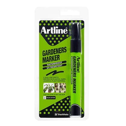 Artline Gardeners Marker Black | Writes on plastic, card, leaves, & plant material | Permanent Marking