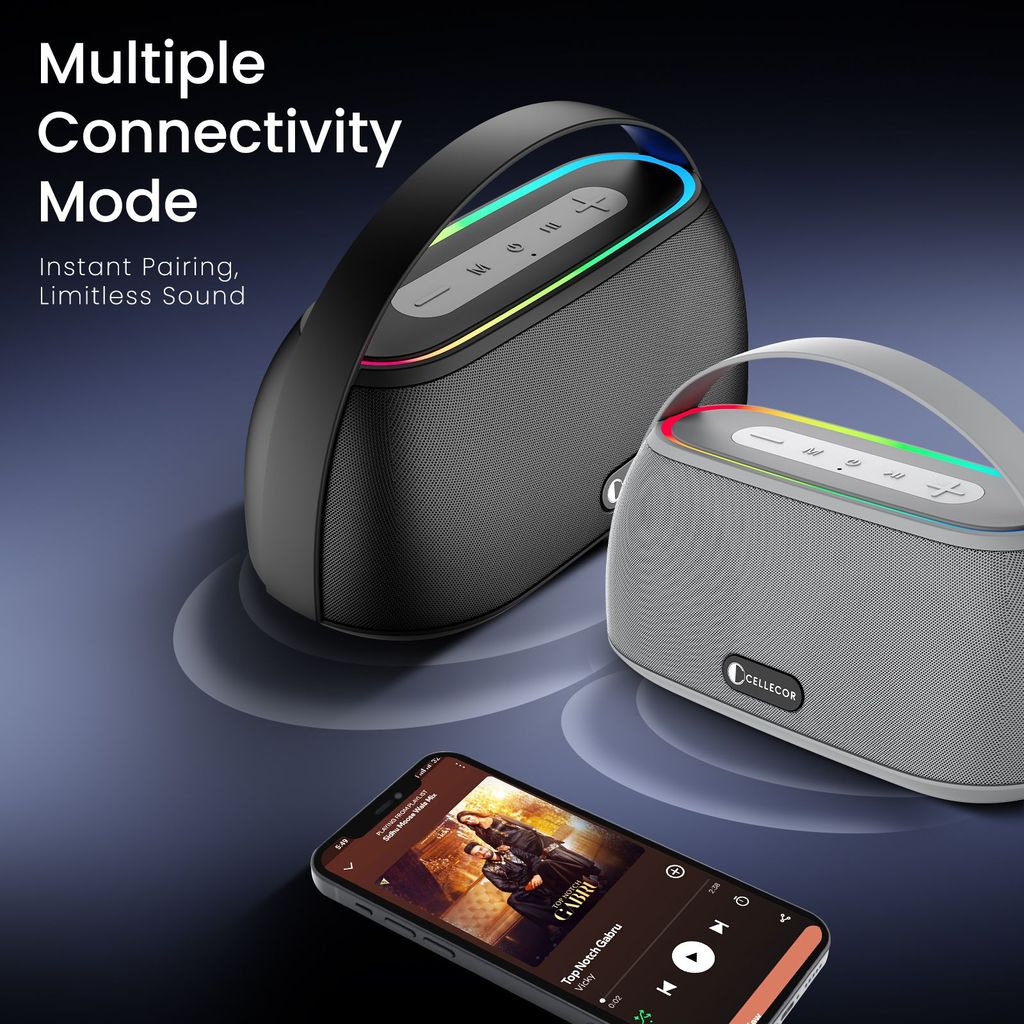 Cellecor CLB-60 | 10 Hr Playtime | BT-v5.3 | 2600mAH | Water Resistant 10 W Bluetooth Speaker-Black