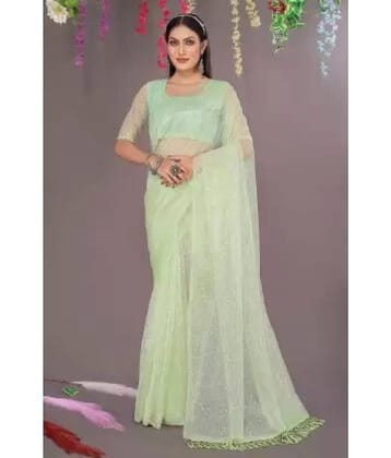 Vkaran Net Solid Saree Without Blouse Piece ( Indigo )