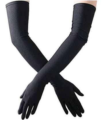 Tahiro Black Cotton Casual Sun Rays Protector Full Arm Length Gloves - Pack Of 1