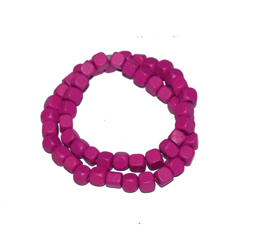 Painted Wooden Beads for Jewelry Making , BWWB-56-Per Packet of Approx 219 Pcs / 9X9 MM / Pink