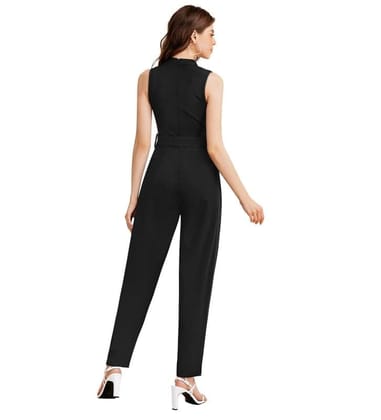 Women's Knitting Stretchable Solid Round Neck Sleeveless Jumpsuit (Black, XL)-PID56796 Women's Knitting Stretchable Solid Round Neck Sleeveless Jumpsuit (Black, XL)-PID56796