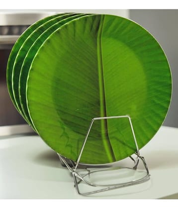 kitchrox 4 Pcs Melamine Dark Green Full Plate