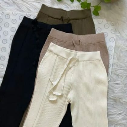 Kol knit high waist pants-XS / White