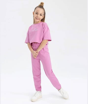 J&JP Pack of 1 Girls Cotton Blend Top With Pants ( Pink )