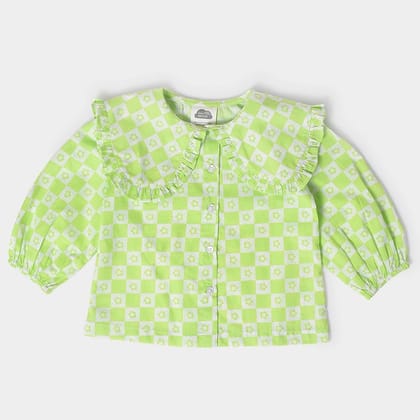 Baby Girl Front Open Top With Frill Detailing-4-5 Y / Green