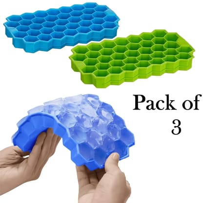 3 Pcs Flexible Silicone Honeycomb Ice Cube Tray for Freezer