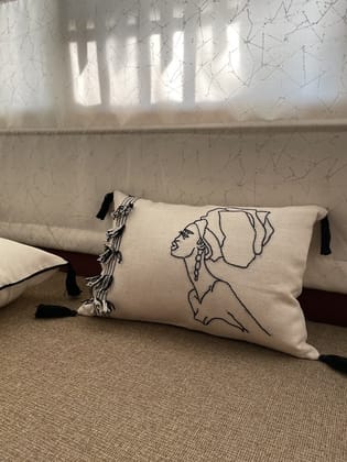 KRI India Lined Tribal Cushion cover 12x18" | White & Black | Wash & Care | 100% Cotton | Handcrafted in India. 100% organic & natural.