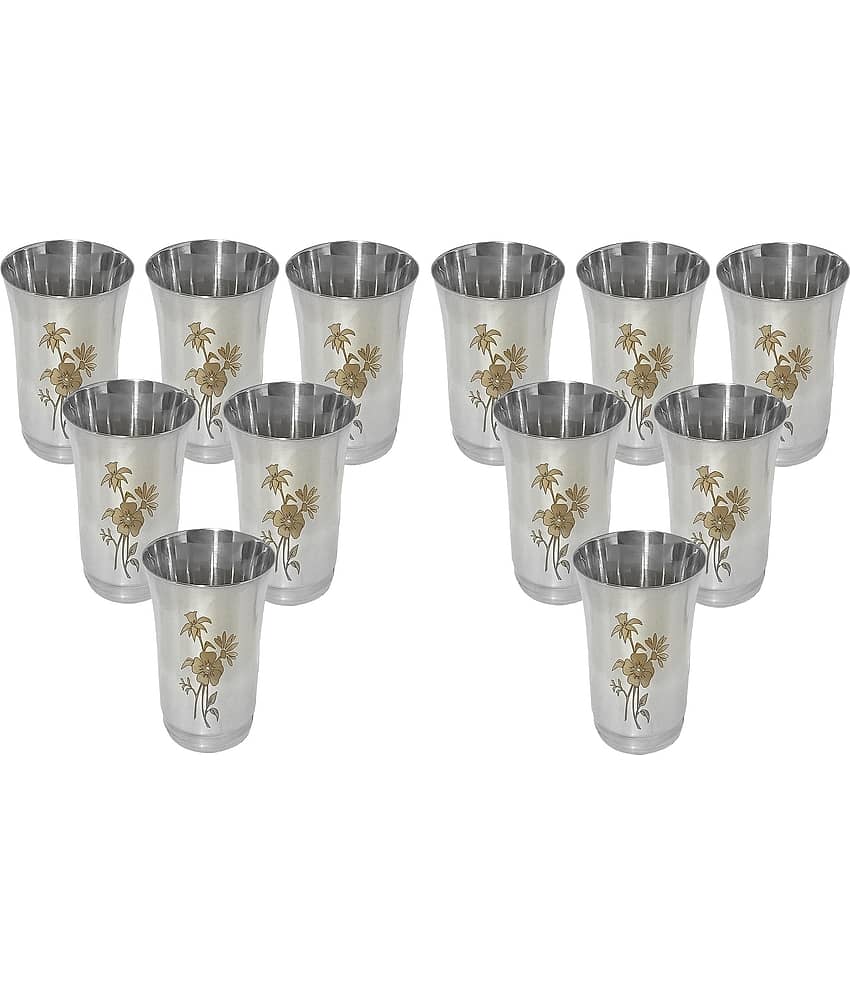 A & H ENTERPRISES - Daily Use Water Steel Glasses Set 300 ml ( Pack of 12 )