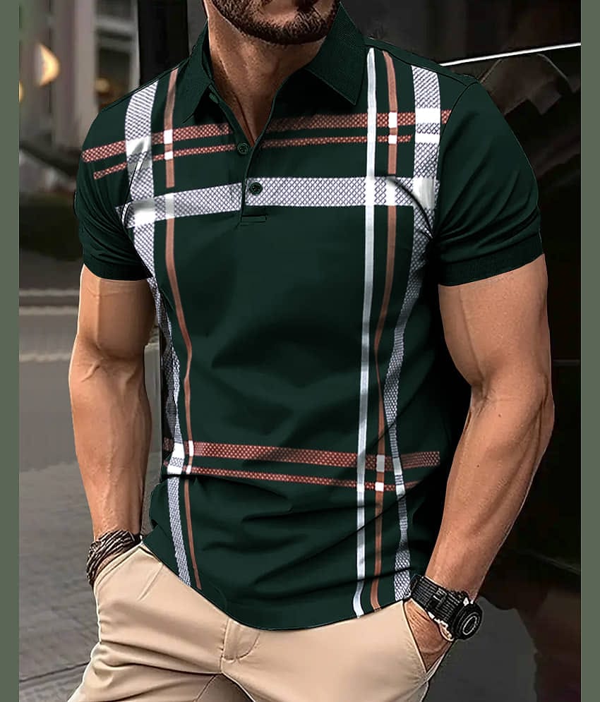 Eyebogler Men Cotton Blend Regular Fit Checks T-Shirt ( Green )