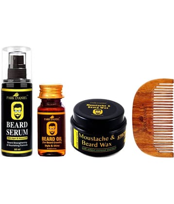 Park Daniel  Comb + Beard Serum,Wax& Oil  Shaving Brush Pack of 4