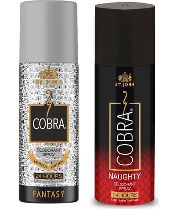 ST.JOHN Cobra Fantasy & Naughty Long Lasting Deodorant Spray for Men 150ml- Pack of 2