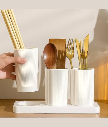 MAGICSPOON Spoon Stand Polyproplene White Multi-Purpose Container ( Set of 1 )