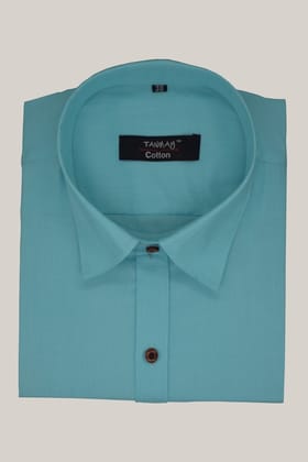 Cotton Tanmay Satin Sky Blue Color Full Sleeves Formal Shirt for Men's-M (38 Inch) (97 CM)