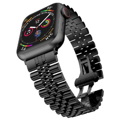 Premium Dual Shade Classic Metal Bracelet By iSeriesHub Compatible For Smart-Watch-42-44-45-49MM / Black