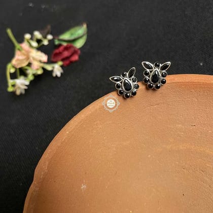 Rozana Quirky Stone Studs-Black