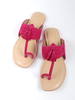 Fuchsia Pink Kolhapuri Sandals-36