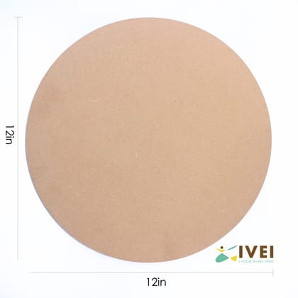 IVEI DIY MDF Circle - 12 inches [Set of 2] (with/without primer)-Plain