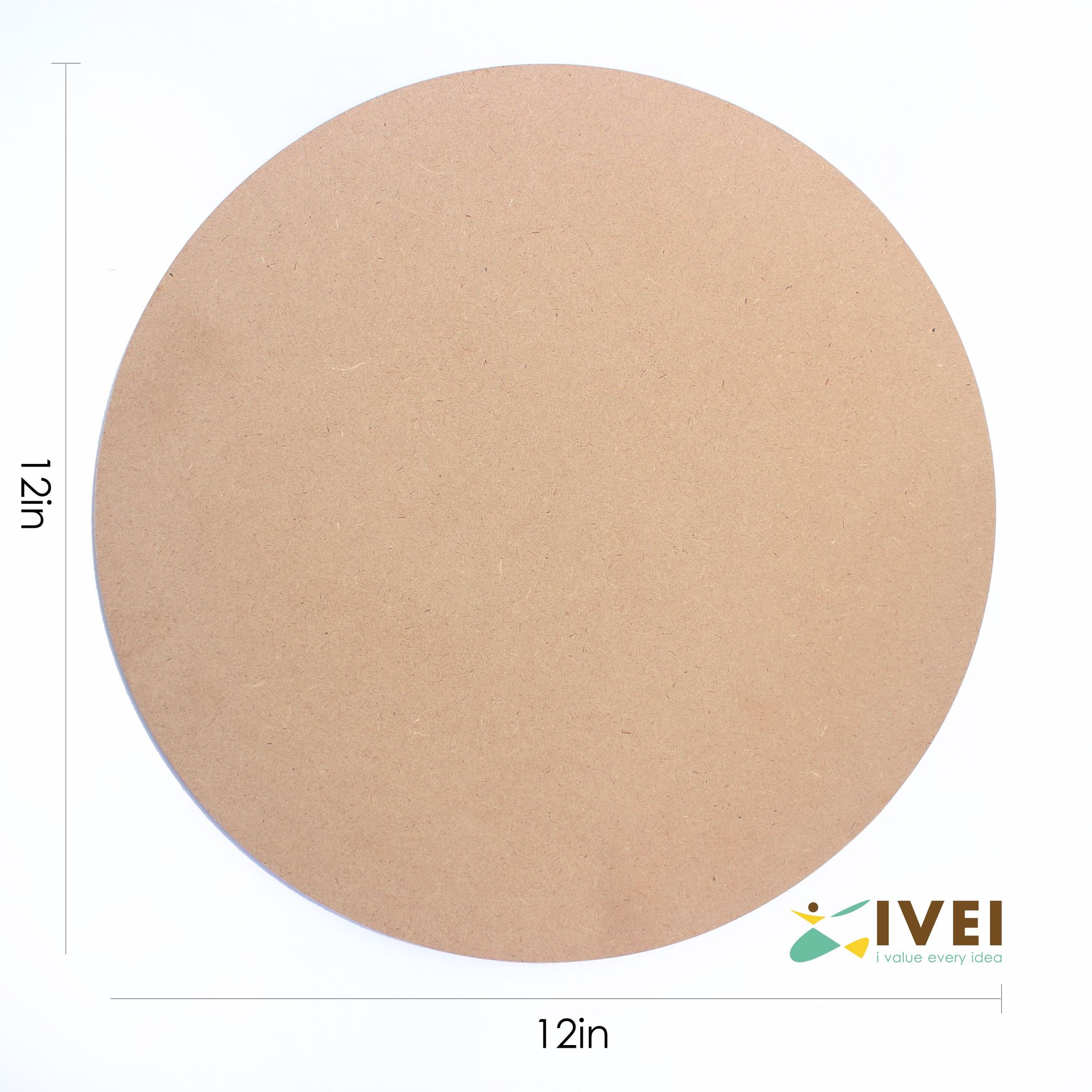 IVEI DIY MDF Circle - 12 inches [Set of 2] (with/without primer)-Plain