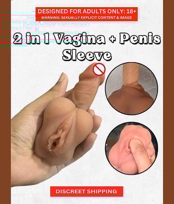 Naughty Nights 2 in 1 Realistic Dildo with Vagina Pussy Penis Sleeve Cock Extender | Dragon Condom For Men and Women