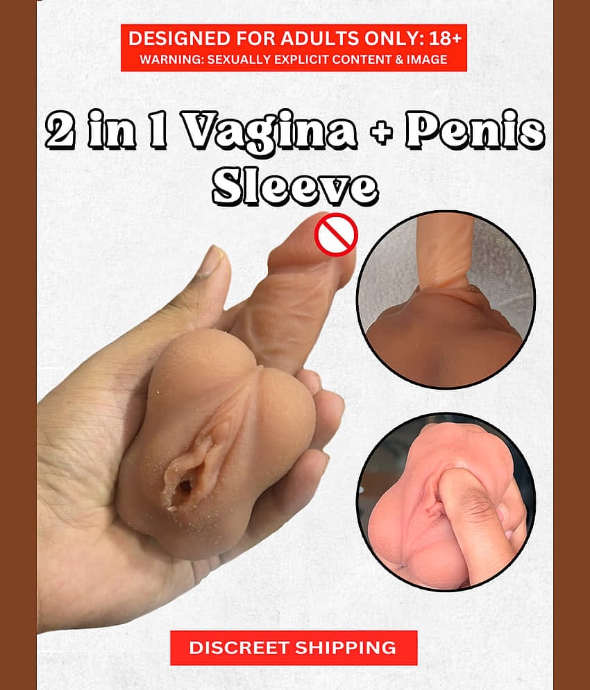 Naughty Nights 2 in 1 Realistic Dildo with Vagina Pussy Penis Sleeve Cock Extender | Dragon Condom For Men and Women