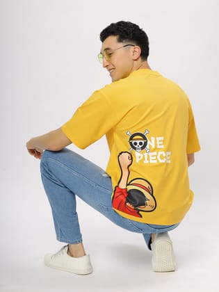 Yellow Supima Oversized Graphic T-shirt-S